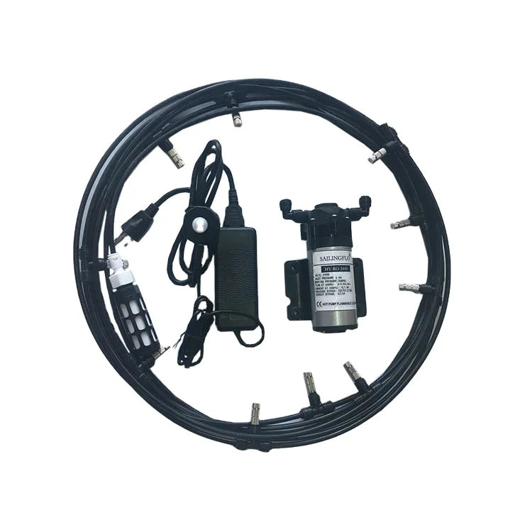 Hot Patio Water Hose Garden Fog Mist Fan Kits Misting System High Pressure Pump