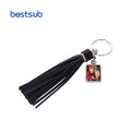Wholesale Custom Sublimation Blanks Christmas Gifts Square Keychain with Long Tassel Black
