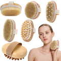 Custom Logo Hand-Held Oval Body Brush Exfoliator Wet Dry Wood Boar Bristle Bath Brush for Dry Skin Massage Made Bamboo Brush