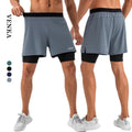 Wholesale Custom Men's Sportswear 2 in 1 Pants Double Layer Sport With Pockets Leggings Men Gym Workout Shorts Pants for Men's