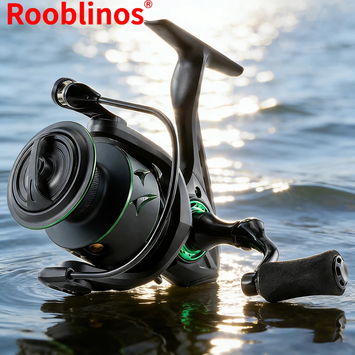 [Germany Stock] Rooblinos RF Left Hand Spinning Reel 5.2:1 Gear Ratio Plastic Body Anti-Reverse System Bait Fishing River