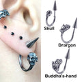 Surgical Steel Earring Spike Skull Cool Punk Devil Horseshoe Unisex Ear Lobe Cartilage Body Piercing Jewelry Gift Neo-Gothic