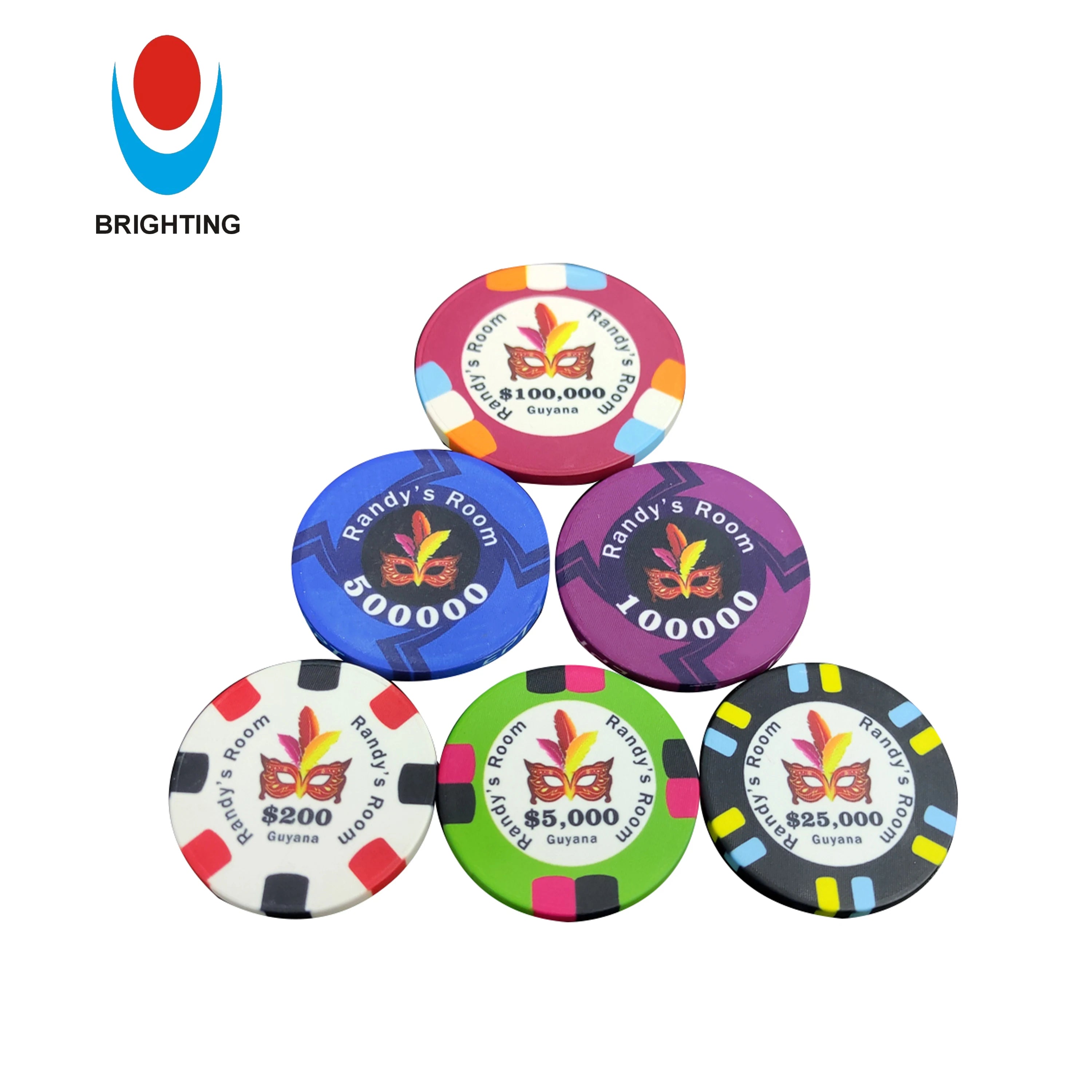 Bigger 39mm 43mm 50mm 52mm Custom LOGO Round Octagonal 10g 14g 500pcs Print Gambling Case Clay ABS Casino Ceramic Poker Chip