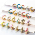 New Creative Personality Trend Greased Circle Vintage Copper Plated Check Earrings
