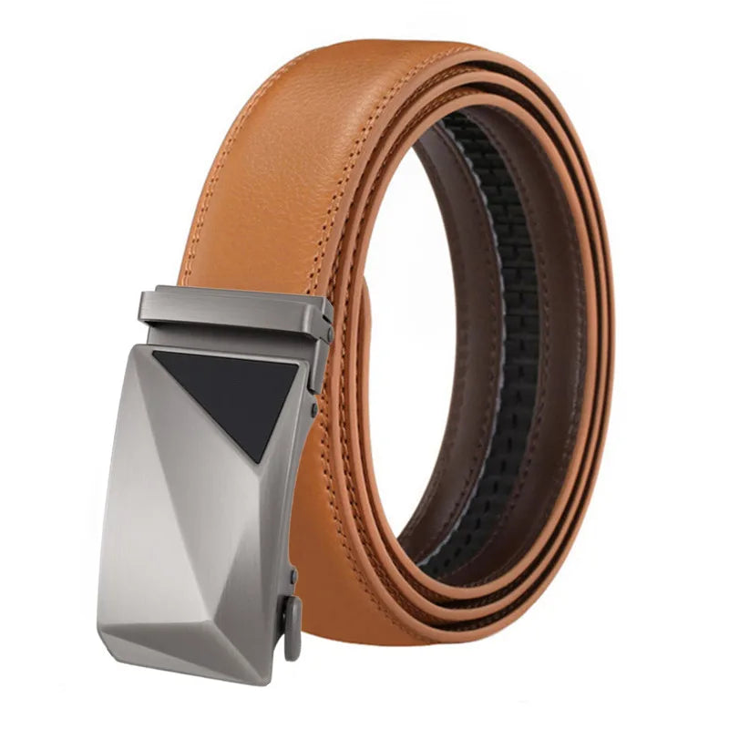 New Men's Automatic Buckle Belt Split Leather Belts for Men Ratchet Male LQbelt Factory Custom Logo