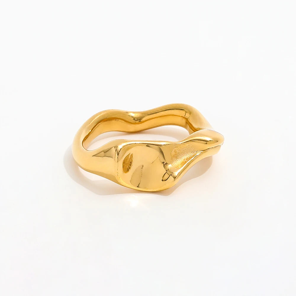 Joolim High End Unique Special 18K PVD Gold Plated Irregular Stainless Steel  Ring for Women Fashion Jewelry