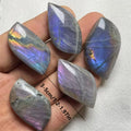 Natural Purple Labradorite Iridescent Flash Polished Leaves Shape Cabochon High Quality Loose Gemstone Jewelry Making DIY