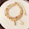 Multi-Layer Caramel Yellow Rabbit Hair Topaz Crystal for Bracelet Gold Plated Rock Crystal Three-Ring Design for Parties