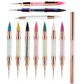 Rainbow Pink & White Rose Gold Crystal Beads Nail Dotting Pen with Rhinestones Pencil Wax Pick-up Plastic Brush