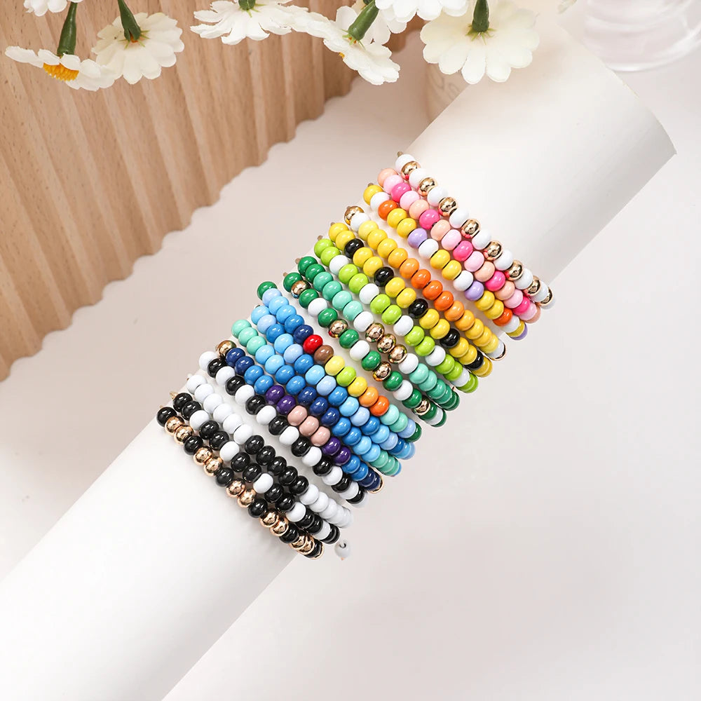3MM Y2K Beads Girls Teens Kids Children Colorful Candy Color Beaded Bracelet for Anniversary Occasion