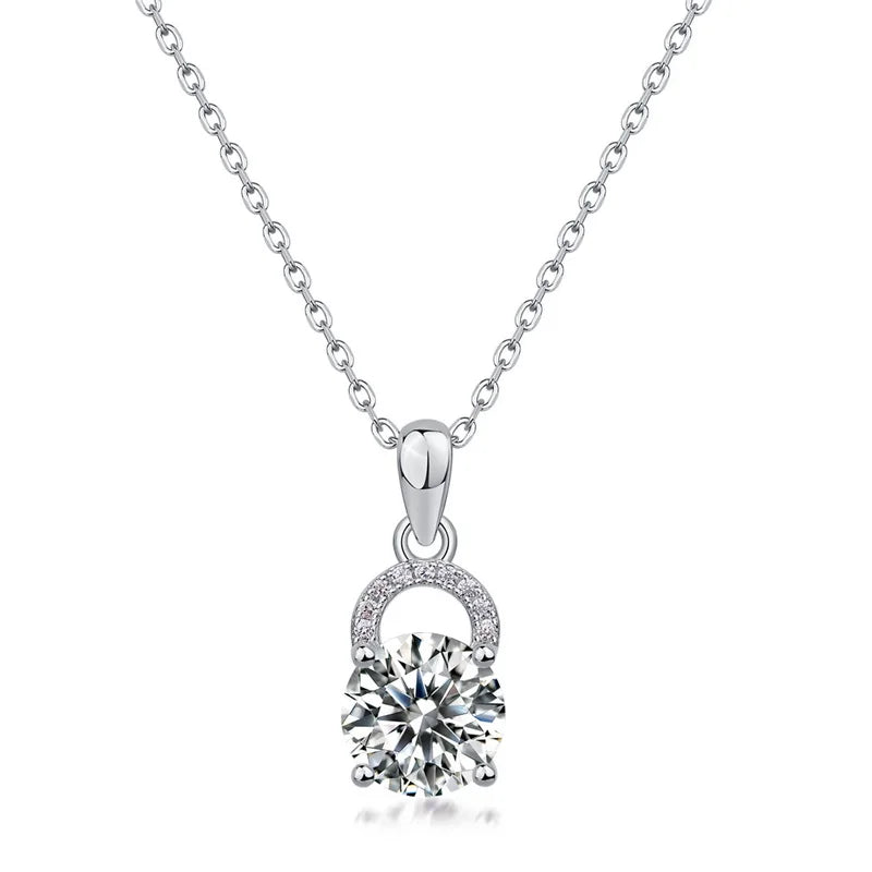 18K White Gold Plated 925 Sterling Silver Necklace Pendant 1 Carat 2 Carat VVS1 Moissanite Pendant for Women Destiny Jewelry