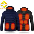 Puffer Jacket Men Fengway OEM ODM 11Zone Heated Hoodie Coat Winter Warmer USB Thermal Heated Puff Jacket for Men