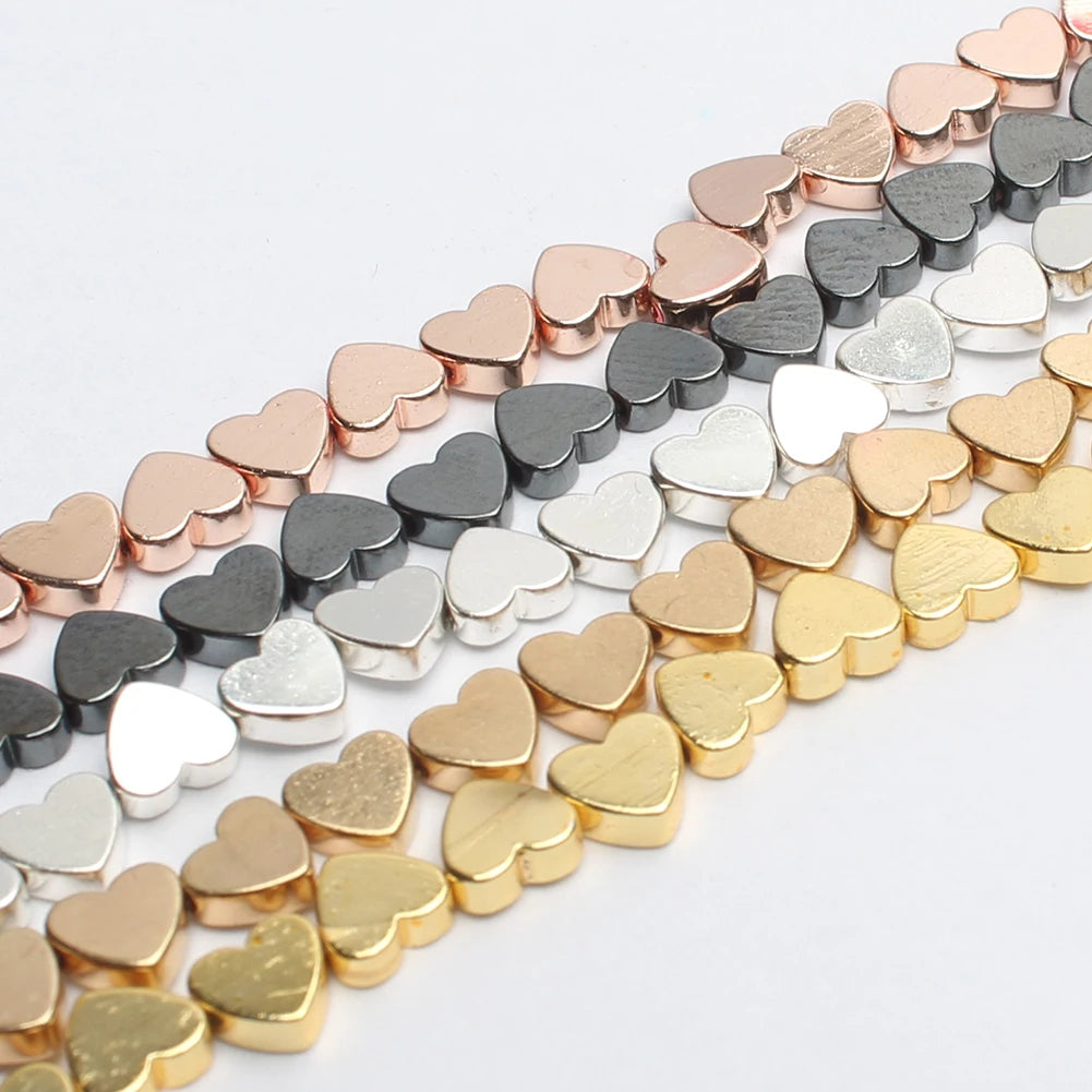 Natural Stone Semi Gemstone Beads 5x6MM Heart Shape Hematite 38cm Strand for DIY Bracelet Necklace Jewelry Making