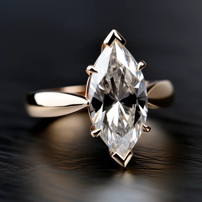 SGARIT Custom Jewelry White Moissanite  GRA Certified 14K Yellow Gold 3CT Marquise Cut Vvs1 d Moissanite Diamond Ring for Women