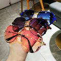 Lbashades  Big Women's Bling Sunglasses Trendy Outdoor Shades Rimless square Diamond Sunglasses 2024