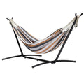 WOQI Portable Cotton Canvas Camping Hammock with Stand Carrying Bag Metal Carabiner Ropes and Tree Straps for Hiking and Travel