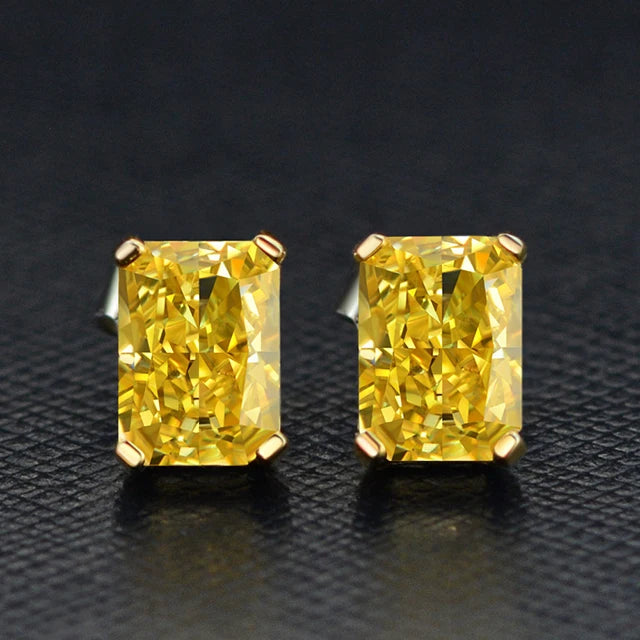 2020 New S925 Sterling Silver Hoop Earrings 5X7mm Yellow Moissanite with Rhodium Plating Classic Orthodox Style