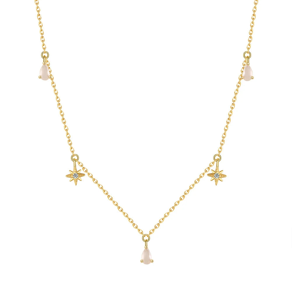 Fashion Women Jewelry Gold Plated 925 Sterling Silver Satellite Charms Necklace  CZ Clavicle Necklaces for Women