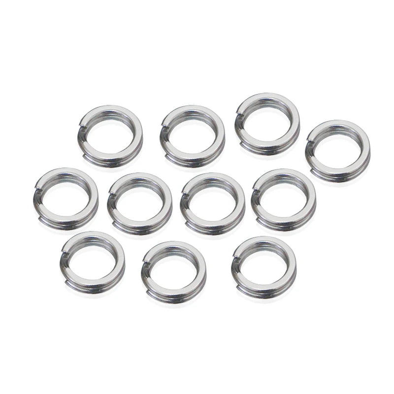 Stainless Steel Compressed Split Ring Flat O Rings Double Loop Fishing Lure Connectors Accessories