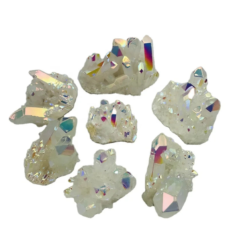 Wholesale Angel Aura Quartz White Aura Clear Quartz Crystal Cluster For Fengshui