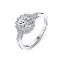 CZCITY 100% Natural Moissanite Ring Women Solid 925 Sterling Silver Statement Wedding Band Ring