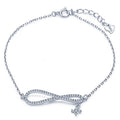 Zircon Infinity Charm Pave 925 Sterling Silver Chain Bracelet for Women Rhodium Plated for Gift or Party MegaBDM