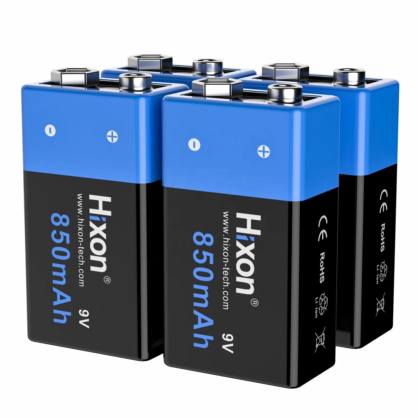 Fast Charge 9V Lithium Battery Rechargeable Battery Size 6f22 High Capacity 850mAh 4 Pcs Batteries Kit