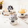 Best-selling Personalized Funny Cute Animal Cartoon Ceramic Mug Lid Spoon Dual-Purpose Tumbler for Hot/Cold Water