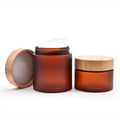 Cosmetic Packaging 20g 30g 50g 100g 150g 250g Frosted Clear Amber Scrub Plastic Cream Jar With Bamboo Lid