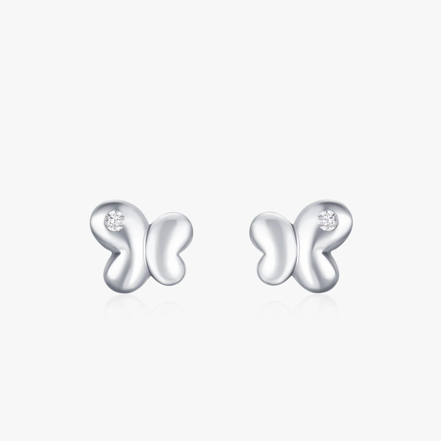 Ailmay Simple Butterfly Real 925 Sterling Silver CZ Stud Earrings for Women Simple Design Fine Hypoallergenic Jewelry