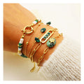 Fashion Turquoise Natural Stone Charm Pendant Bracelets Stainless Steel 18K Gold Plated Women Jewelry