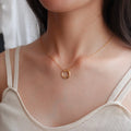HOVANCI 3 2021 Mothers Day Jewelry Lucky Round Pendant Necklace 18k Gold Plated Stainless Steel Necklace for Women Gift