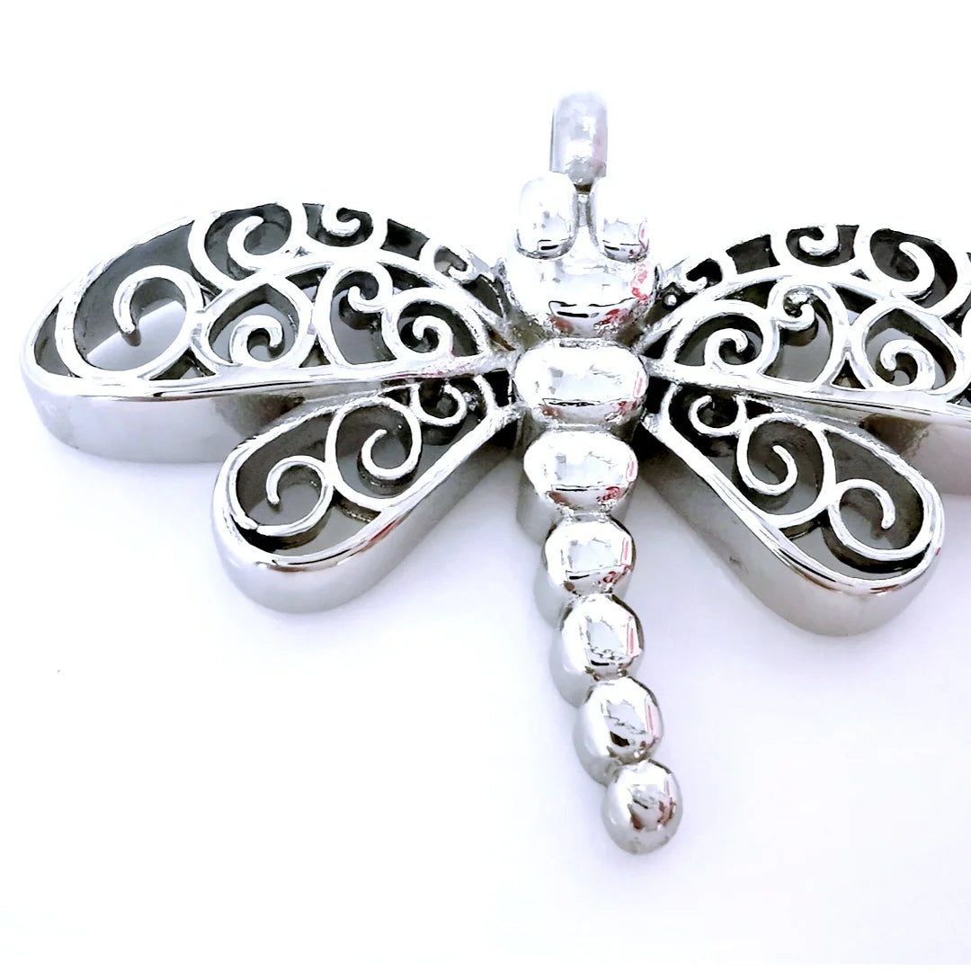 Stainless Steel Hollow Religious Christian Dragonfly Urn Pendant Ash Necklace Eternity Memorial Pet Holder Keepsake Cremation