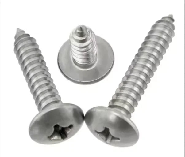 Factory Wholesale 304 Stainless Steel Large Flat Head M3 Screw M4 Cross Self Tapping Screw