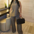 GX6330 Fashion 2024 Women Clothing Vendor Street Wear Halter Sleeveless Irregular Tops and Pant Two 2 Piece Set