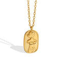 European and American Ins Temperament Personality Oval Relief Character Pendant Necklace Designer Metal Versatile O-shaped Chain