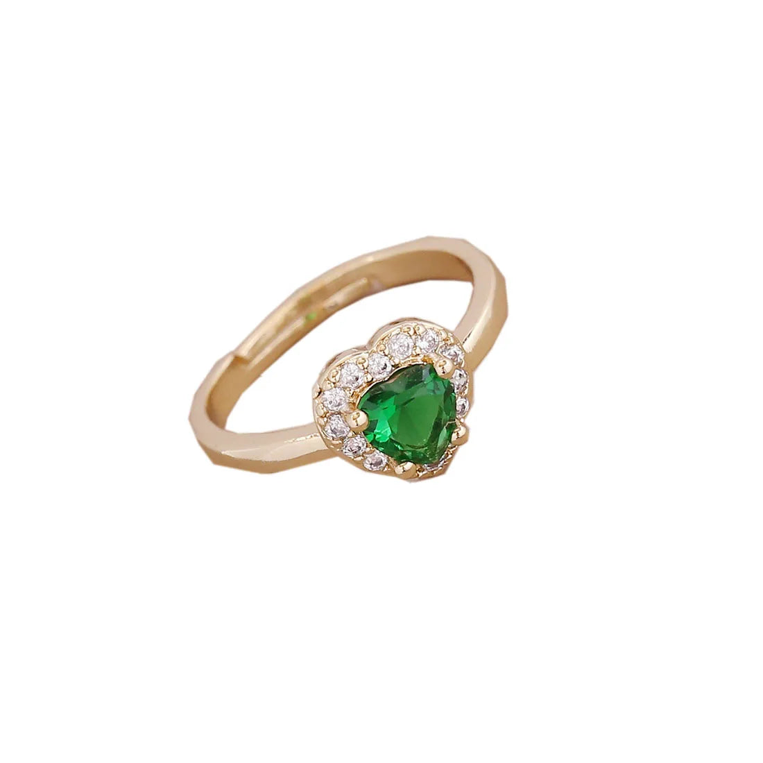 Women Heart Shaped Zircon Gemstone Ring Adjustable Gold Plated Couple Rings Jewelry Gift for Gift