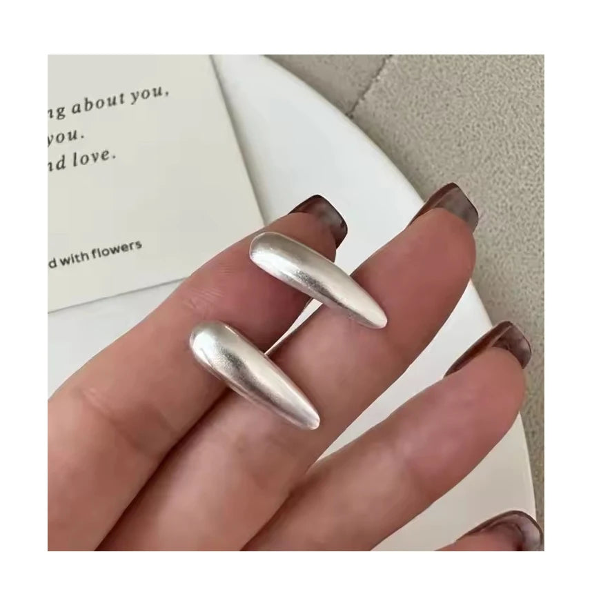 Korean New Design Matte Water Droplet S25 Sterling Silver Stud Earrings for Women Fine Jewelry Earrings Wholesale