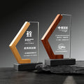 2024 New Design Wooden Crystal Glass Awards Plaque Trophy with Black Stone Base MH-NJ0313