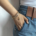 HOVANCI 3 2021 Hip Hops Gold Plated Cuban Link Full Crystal Rhinestone Bracelet Lock Pendant Bracelet for Women