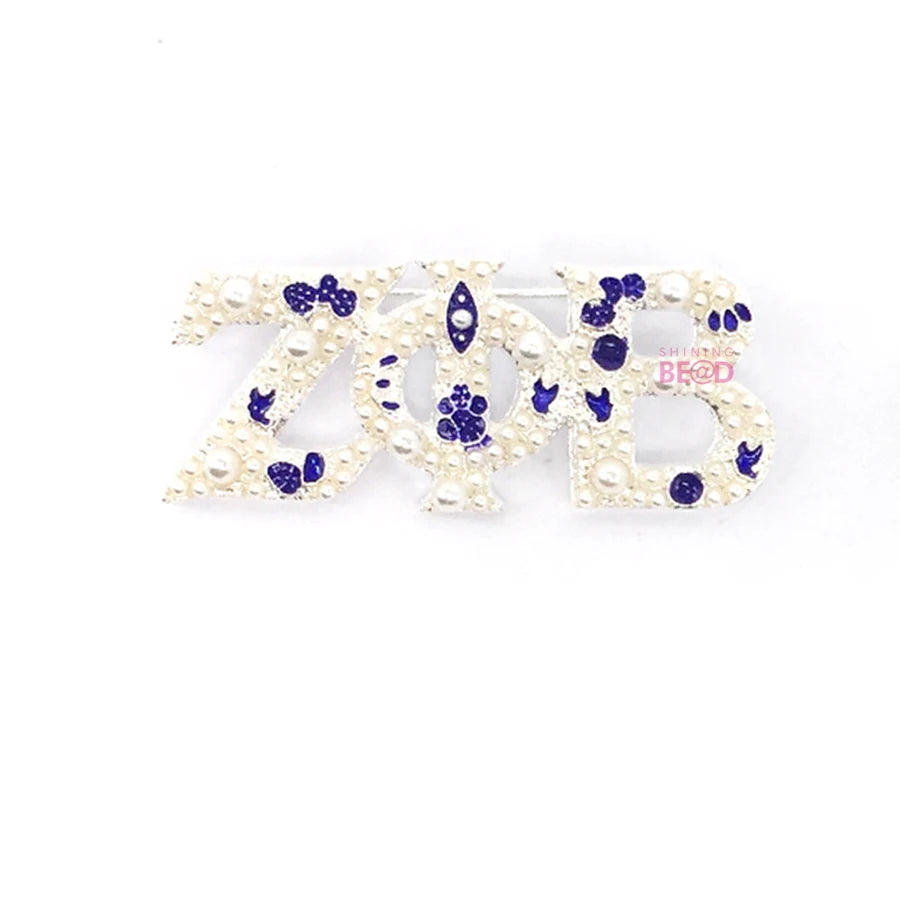 Pearl Chi Eta Phi Sorority Brooch Greek Letters Zeta Phi Beta Blue Symbol Brooch Pin for Decorate Accessories
