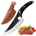 Handmade Forged 6-Inch Solid Wood Handle Kitchen Knife Kitchen Camping Cooking Slaughter Butcher Boning Knife Metal Material