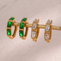 Guarantee Dreamshow 18K Gold Plated Shining Zircon Earring Tarnish Free Bamboo Shape Stainless Steel Huggies Hoop Earring