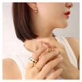 New Design 18K Gold Plated Stainless Steel Gold Bean Stud Earrings Women Round Ball Stud Earrings Jewelry
