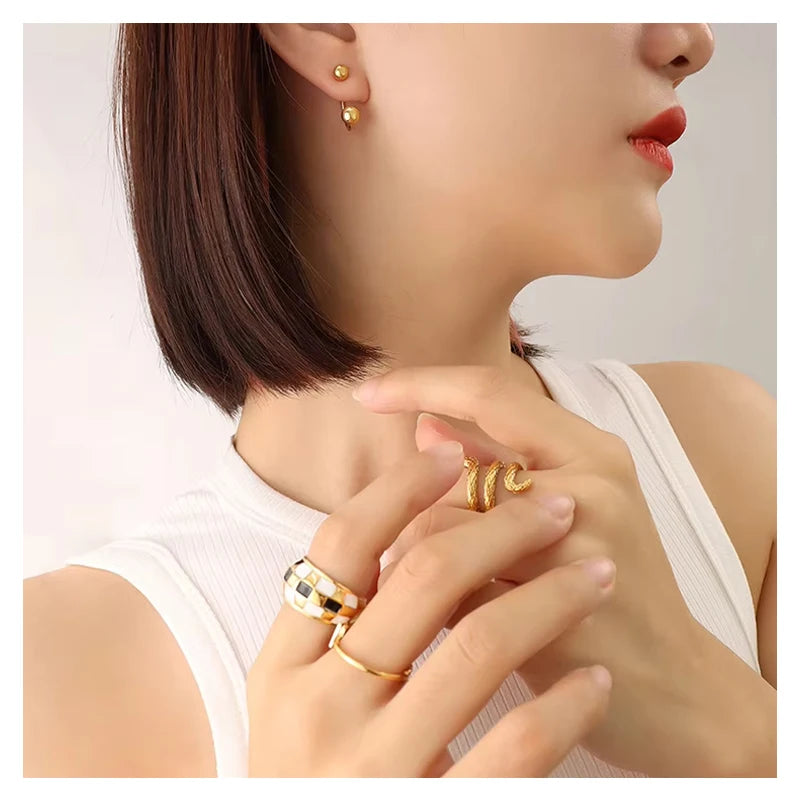 New Design 18K Gold Plated Stainless Steel Gold Bean Stud Earrings Women Round Ball Stud Earrings Jewelry
