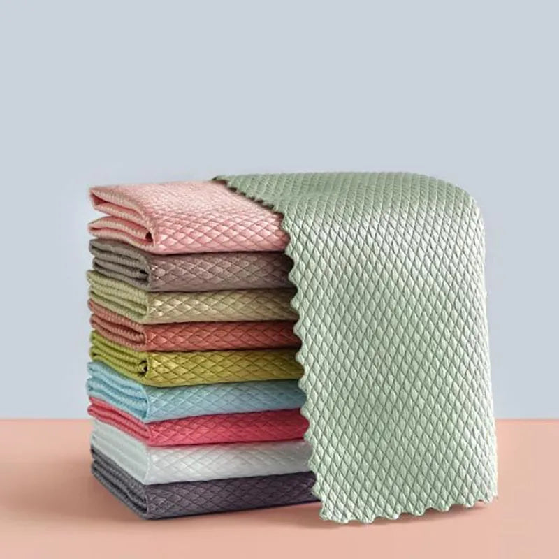 Kitchen Anti-Grease Rags Efficient Fish Scale Cloth Cleaning Cloth Home Washing Dish Cleaning Towel