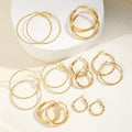8Pcs/Set Fashion Gold Color Twisted Twist Hoop Earrings Set