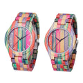 TJW Luxury Colorful Bamboo Wood Quartz Watch for Men Small Batch Customized Logo Sport Fashion Styles with Pointer Dial Display