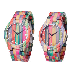 TJW Luxury Colorful Bamboo Wood Quartz Watch for Men Small Batch Customized Logo Sport Fashion Styles with Pointer Dial Display