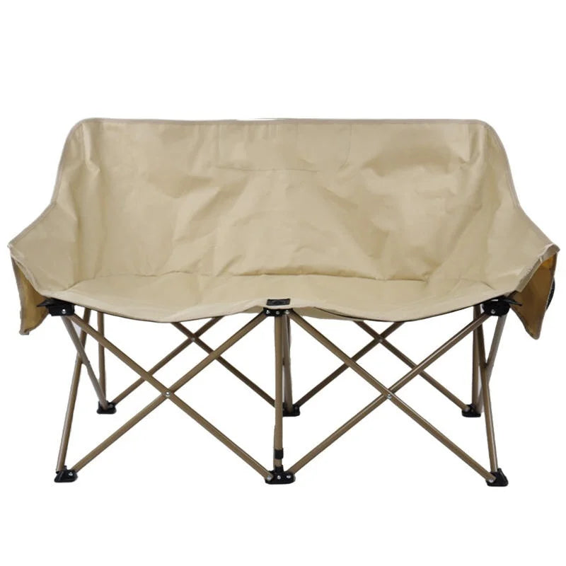 Customized Durable Lightweight Portable Metal Folding Chair Double Seat Mesh Bag Beach Camping Fishing Foldable Logo Color Hotel